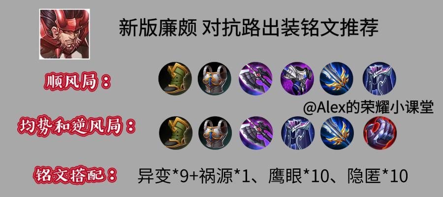 廉颇攻略（选择最强铭文，搭配完美出装，让廉颇在S2版本中无人可敌！）